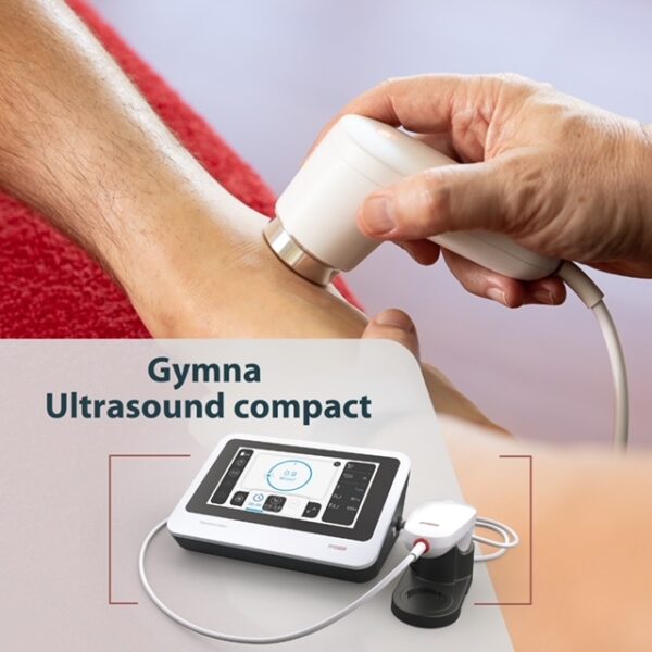 a person using the Gymna Ultrasound Compact Device